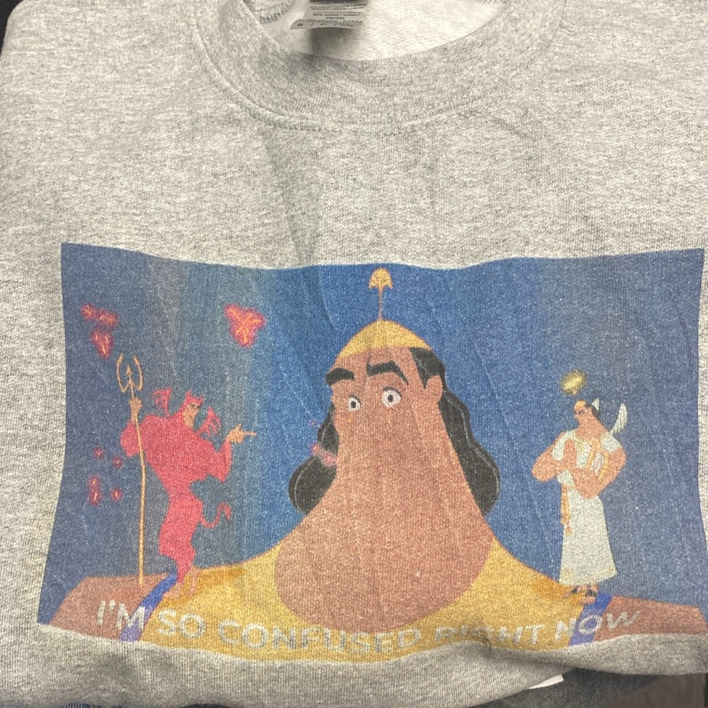 Disney The Emperors New Groove Kronk 'Im so Confused' sweatshirt size S